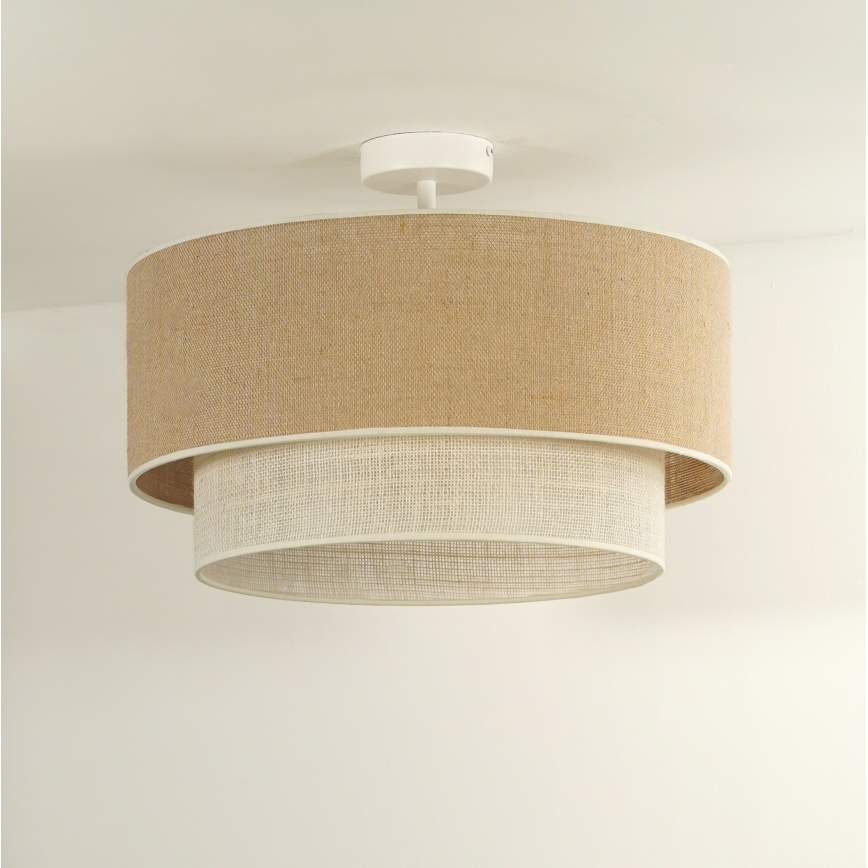 Duolla - Aufbauleuchte YUTE BOHO 3xE27/15W/230V d 60 cm braun/cremefarben