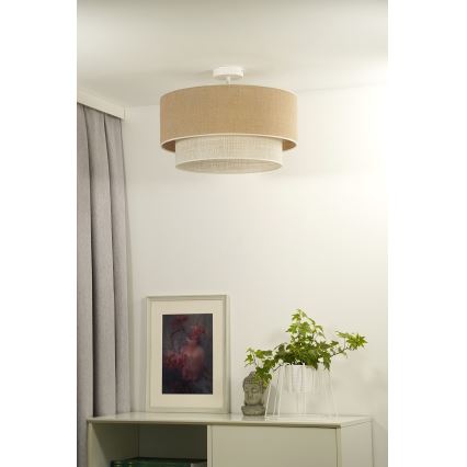 Duolla - Aufbauleuchte YUTE BOHO 3xE27/15W/230V d 60 cm braun/cremefarben