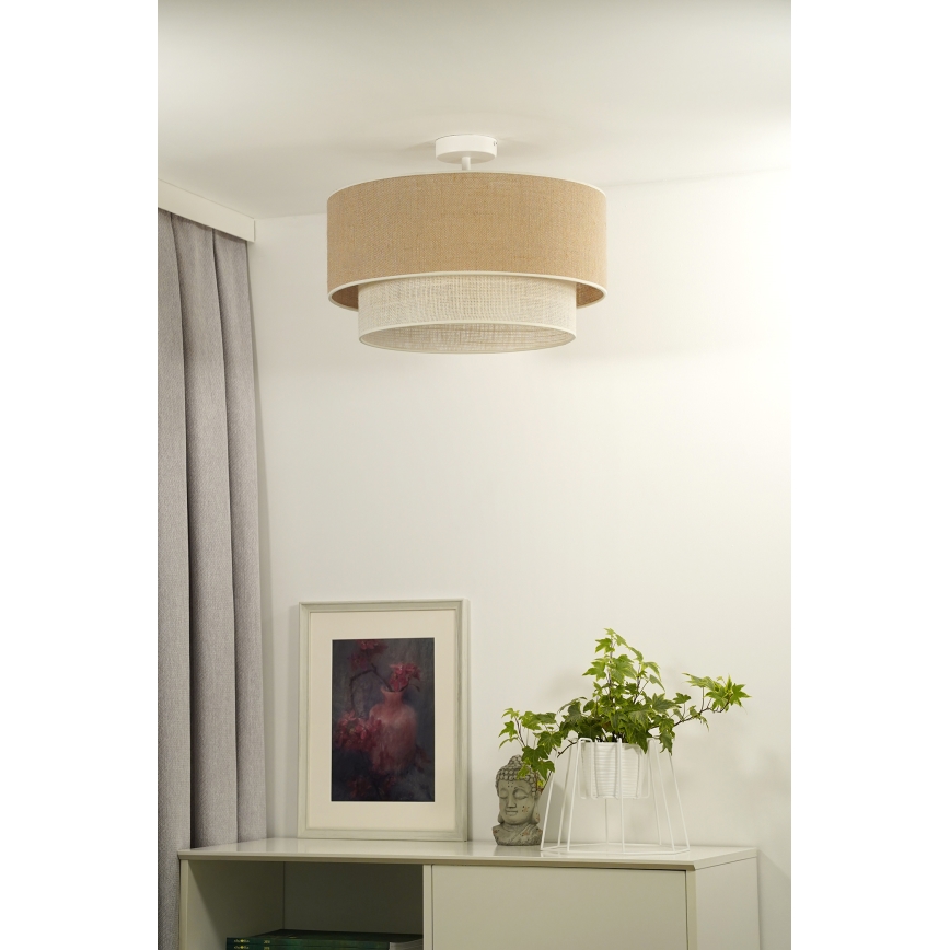 Duolla - Aufbauleuchte YUTE BOHO 3xE27/15W/230V d 60 cm braun/cremefarben