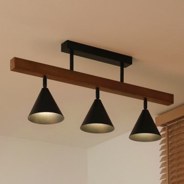 Duolla - Aufgesetzte Deckenleuchte IRONLINE 3xG9/3W/230V Kiefer Eiche/schwarz