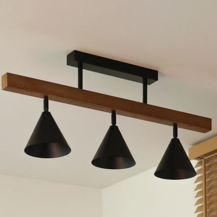 Duolla - Aufgesetzte Deckenleuchte IRONLINE 3xG9/3W/230V Kiefer Eiche/schwarz