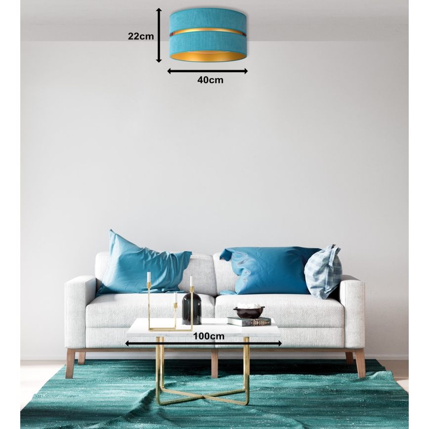 Duolla - Deckenleuchte DUO 1xE27/40W/230V d 40 cm türkisfarben/golden