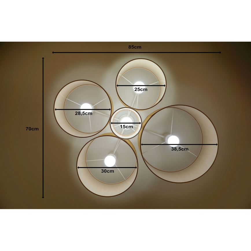 Duolla - Deckenleuchte ROLLER PENTO 5xE27/60W/230V beige
