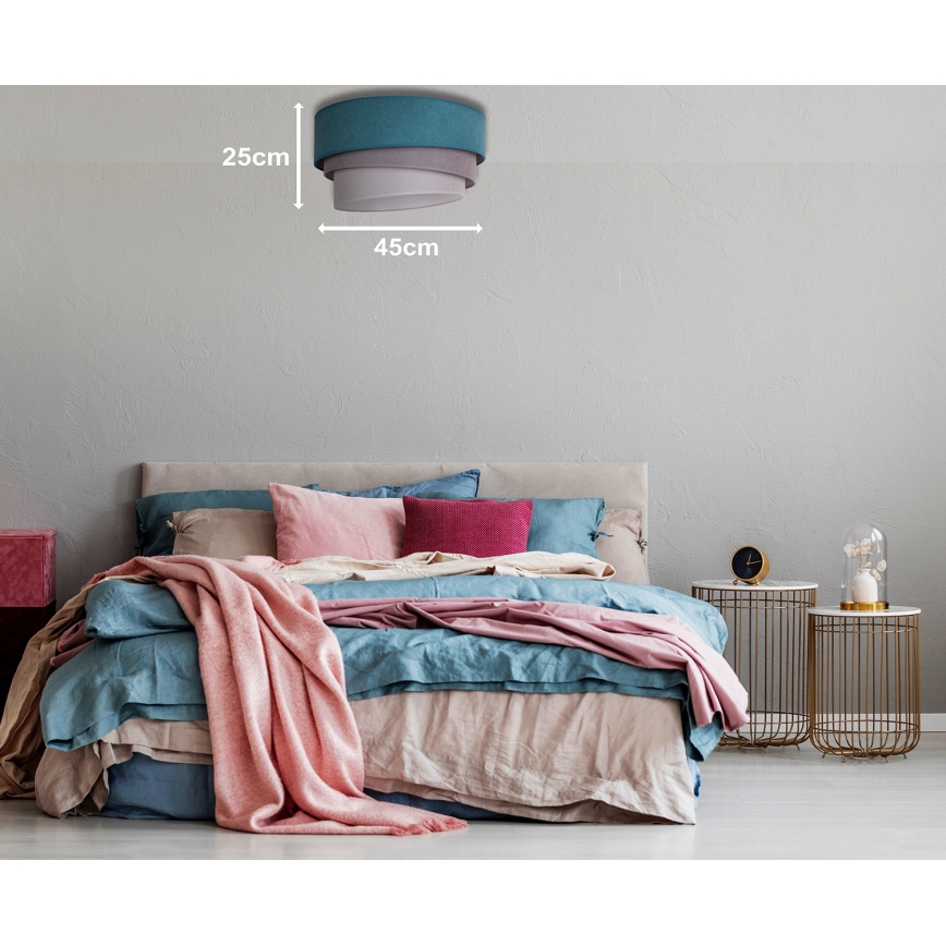 Duolla - Deckenleuchte TRIO 1xE27/15W/230V Ø 45 cm türkis/grau/weiß