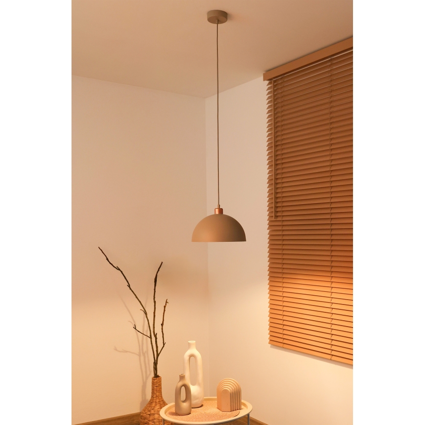 Duolla - Hängeleuchte an Kabel IRONLINE 1xE27/15W/230V Ø 27 cm beige/kupferfarben