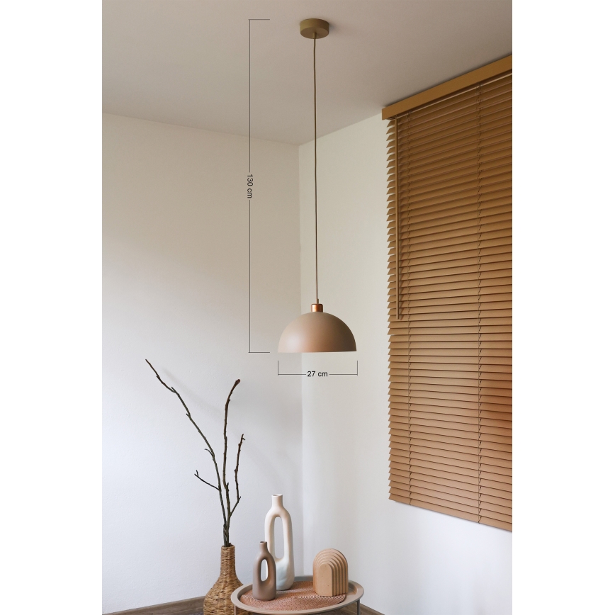 Duolla - Hängeleuchte an Kabel IRONLINE 1xE27/15W/230V Ø 27 cm beige/kupferfarben