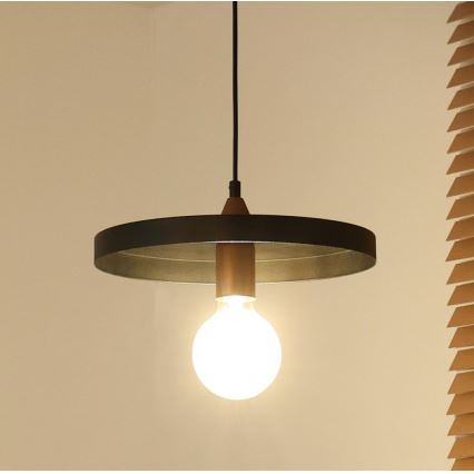 Duolla - Hängeleuchte an Kabel IRONLINE 1xE27/15W/230V Ø 30 cm schwarz/kupferfarben