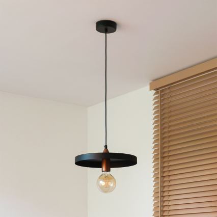 Duolla - Hängeleuchte an Kabel IRONLINE 1xE27/15W/230V Ø 30 cm schwarz/kupferfarben
