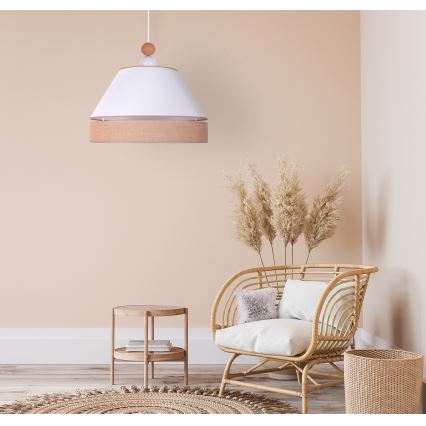 Duolla - Hängeleuchte an Schnur AVIGNON 1xE27/15W/230V d 50 cm weiß/braun