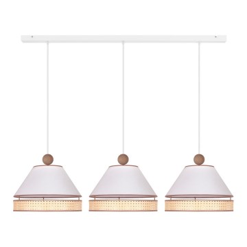 Duolla - Hängeleuchte an Schnur AVIGNON 3xE27/15W/230V weiß/Rattan