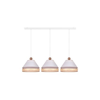Duolla - Hängeleuchte an Schnur AVIGNON 3xE27/15W/230V weiß/Rattan