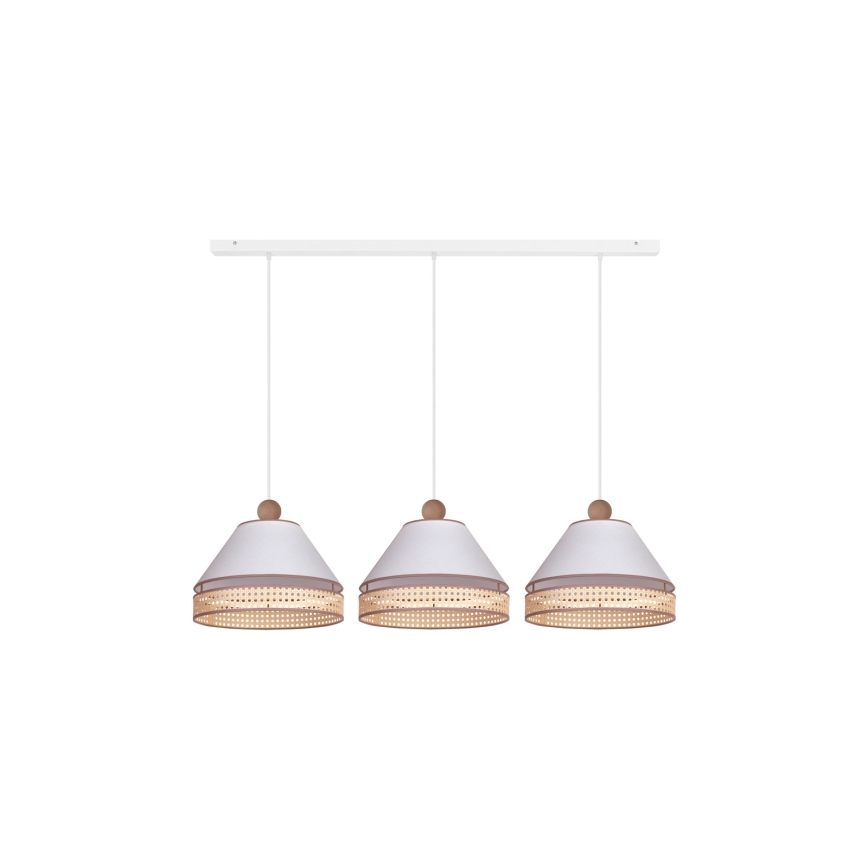 Duolla - Hängeleuchte an Schnur AVIGNON 3xE27/15W/230V weiß/Rattan