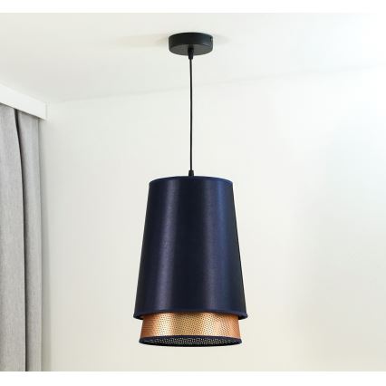 Duolla - Hängeleuchte BELL SHINY 1xE27/15W/230V d 25 cm blau/kupfern