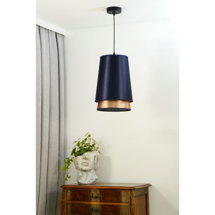 Duolla - Hängeleuchte BELL SHINY 1xE27/15W/230V d 25 cm blau/kupfern