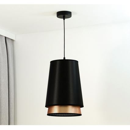 Duolla - Hängeleuchte BELL SHINY 1xE27/15W/230V d 25 cm schwarz/kupfern