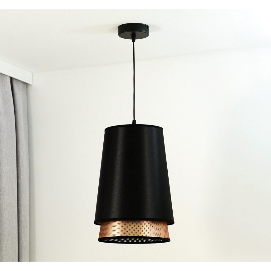Duolla - Hängeleuchte BELL SHINY 1xE27/15W/230V d 25 cm schwarz/kupfern