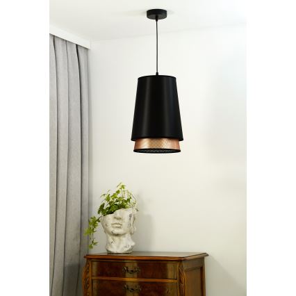 Duolla - Hängeleuchte BELL SHINY 1xE27/15W/230V d 25 cm schwarz/kupfern