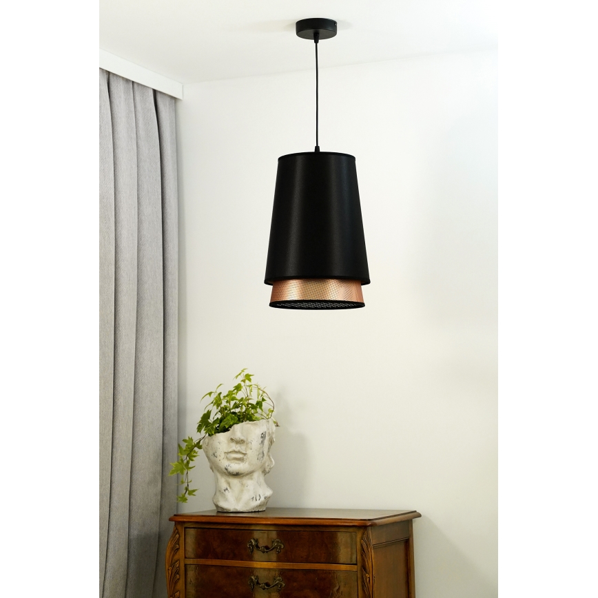 Duolla - Hängeleuchte BELL SHINY 1xE27/15W/230V d 25 cm schwarz/kupfern