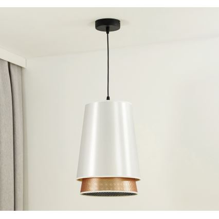 Duolla - Hängeleuchte BELL SHINY 1xE27/15W/230V d 25 cm weiß/kupfern