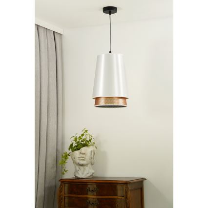 Duolla - Hängeleuchte BELL SHINY 1xE27/15W/230V d 25 cm weiß/kupfern
