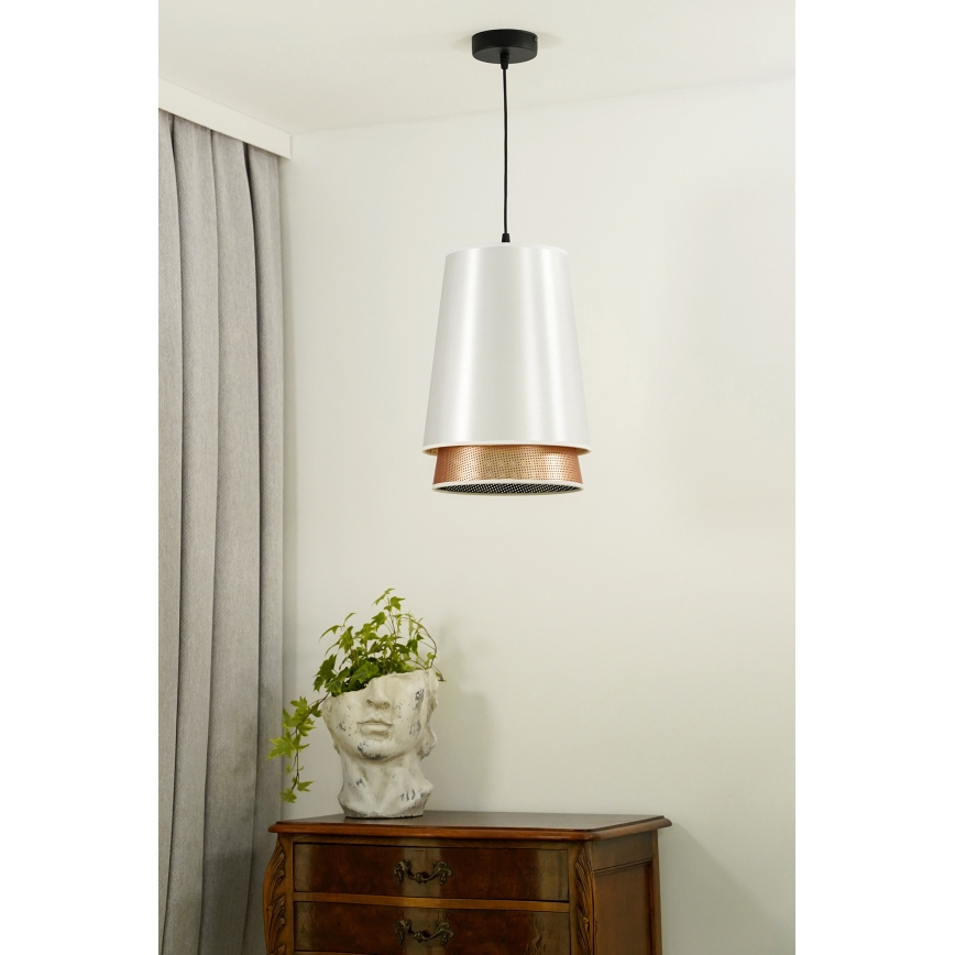 Duolla - Hängeleuchte BELL SHINY 1xE27/15W/230V d 25 cm weiß/kupfern