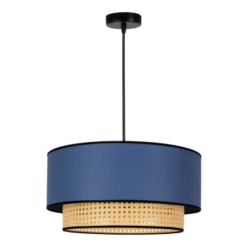 Duolla - Hängeleuchte BOHO 1xE27/15W/230V d 45 cm blau/Rattan