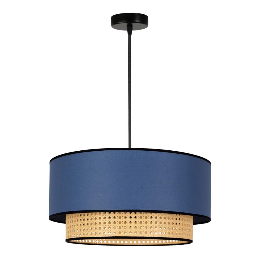 Duolla - Hängeleuchte BOHO 1xE27/15W/230V d 45 cm blau/Rattan
