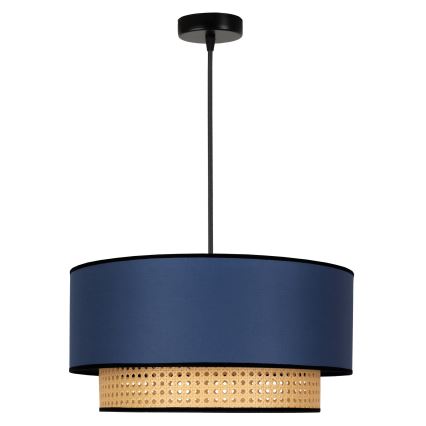 Duolla - Hängeleuchte BOHO 1xE27/15W/230V d 45 cm blau/Rattan