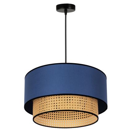 Duolla - Hängeleuchte BOHO 1xE27/15W/230V d 45 cm blau/Rattan
