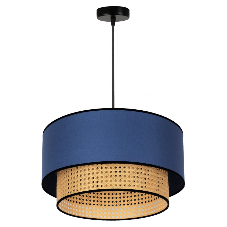 Duolla - Hängeleuchte BOHO 1xE27/15W/230V d 45 cm blau/Rattan