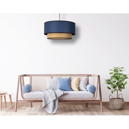Duolla - Hängeleuchte BOHO 1xE27/15W/230V d 45 cm blau/Rattan
