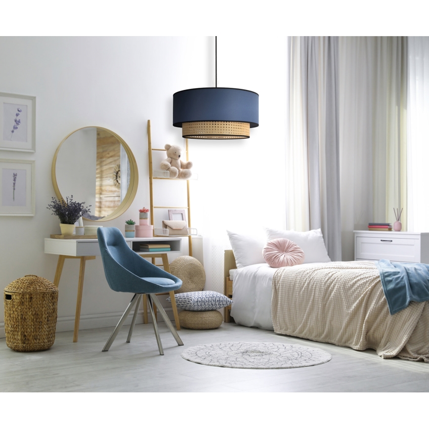 Duolla - Hängeleuchte BOHO 1xE27/15W/230V d 45 cm blau/Rattan