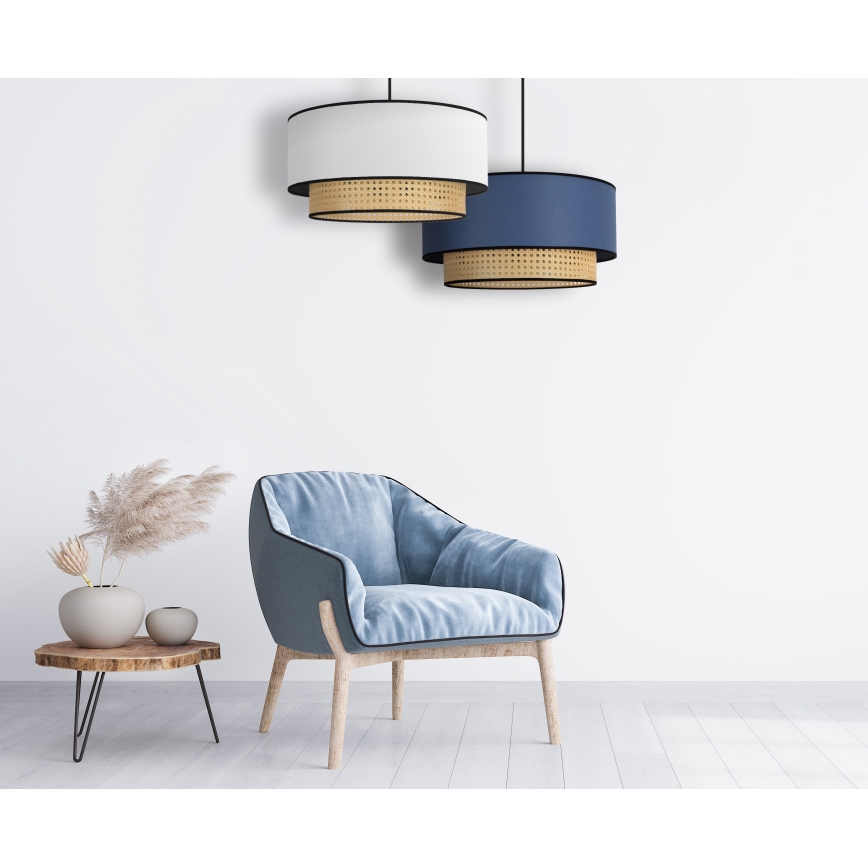 Duolla - Hängeleuchte BOHO 1xE27/15W/230V d 45 cm blau/Rattan