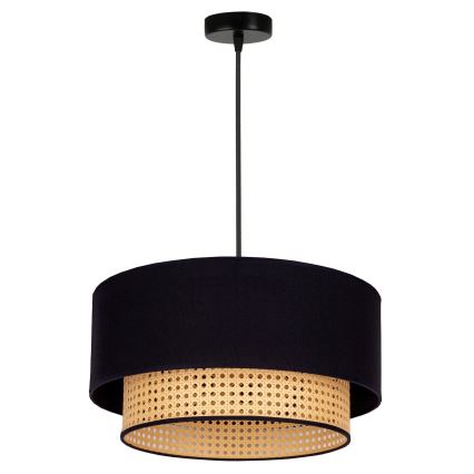 Duolla - Hängeleuchte BOHO 1xE27/15W/230V d 45 cm schwarz/Rattan