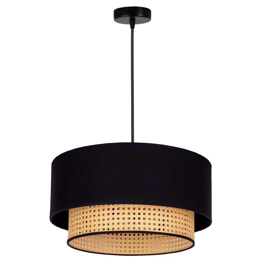 Duolla - Hängeleuchte BOHO 1xE27/15W/230V d 45 cm schwarz/Rattan