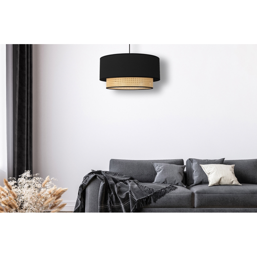 Duolla - Hängeleuchte BOHO 1xE27/15W/230V d 45 cm schwarz/Rattan