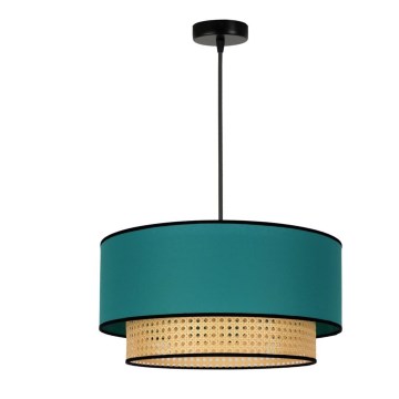 Duolla - Hängeleuchte BOHO 1xE27/15W/230V d 45 cm türkisfarben/Rattan