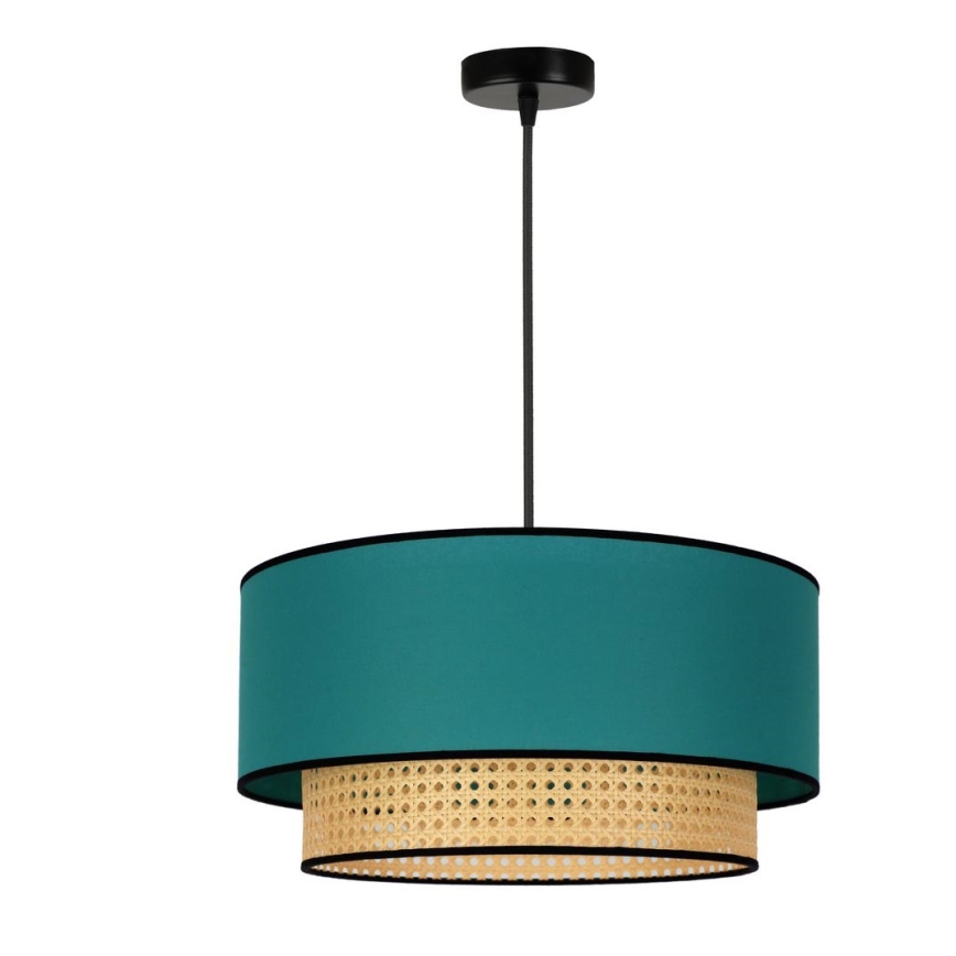 Duolla - Hängeleuchte BOHO 1xE27/15W/230V d 45 cm türkisfarben/Rattan