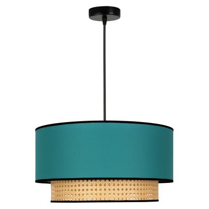 Duolla - Hängeleuchte BOHO 1xE27/15W/230V d 45 cm türkisfarben/Rattan