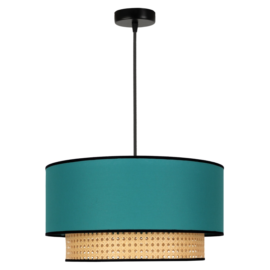 Duolla - Hängeleuchte BOHO 1xE27/15W/230V d 45 cm türkisfarben/Rattan
