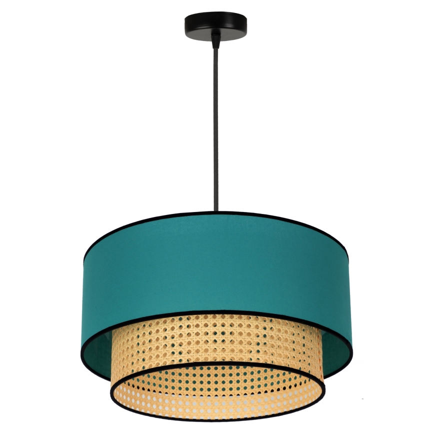 Duolla - Hängeleuchte BOHO 1xE27/15W/230V d 45 cm türkisfarben/Rattan