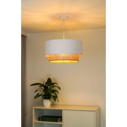 Duolla - Hängeleuchte BOHO 1xE27/15W/230V d 45 cm weiß/braun