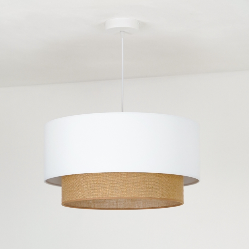 Duolla - Hängeleuchte BOHO 1xE27/15W/230V d 45 cm weiß/braun
