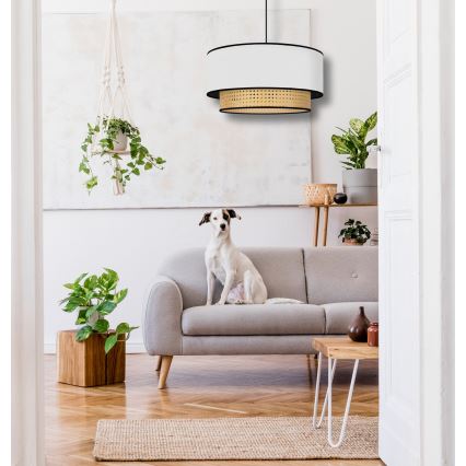 Duolla - Hängeleuchte BOHO 1xE27/15W/230V d 45 cm weiß/Rattan