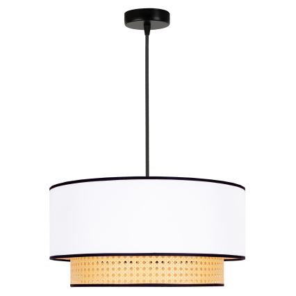 Duolla - Hängeleuchte BOHO 1xE27/15W/230V d 45 cm weiß/Rattan