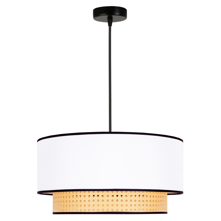 Duolla - Hängeleuchte BOHO 1xE27/15W/230V d 45 cm weiß/Rattan