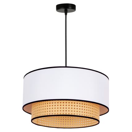 Duolla - Hängeleuchte BOHO 1xE27/15W/230V d 45 cm weiß/Rattan