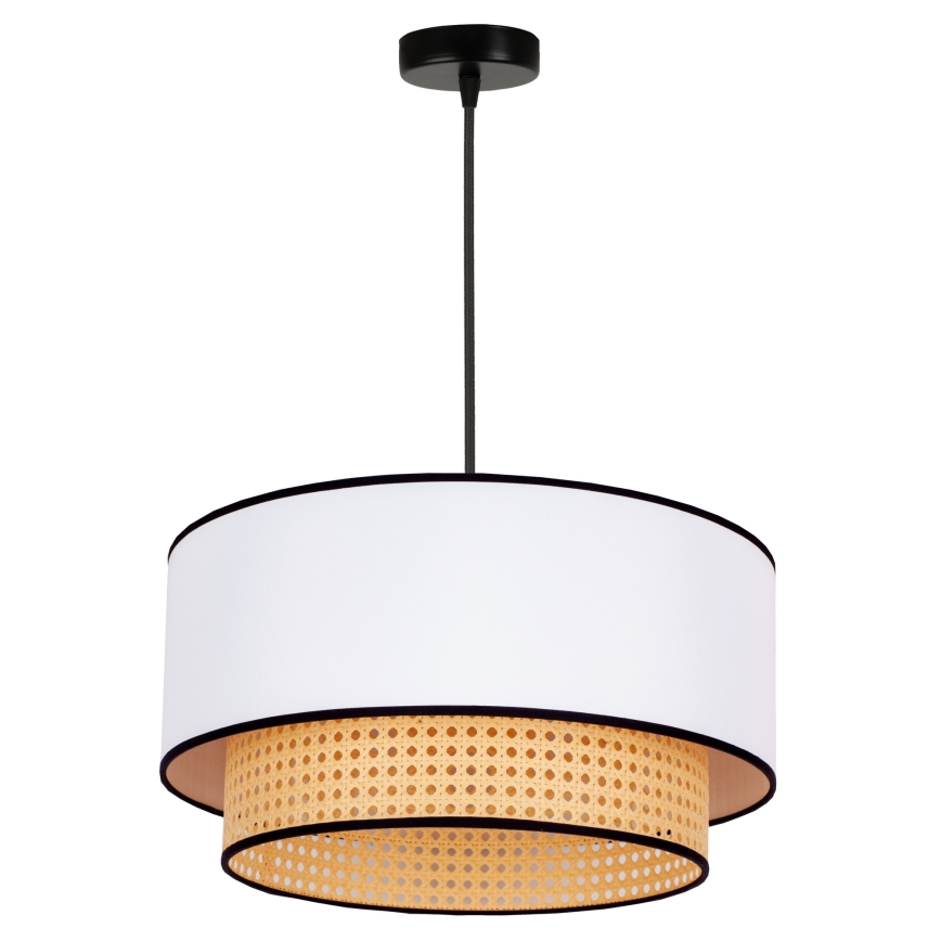 Duolla - Hängeleuchte BOHO 1xE27/15W/230V d 45 cm weiß/Rattan