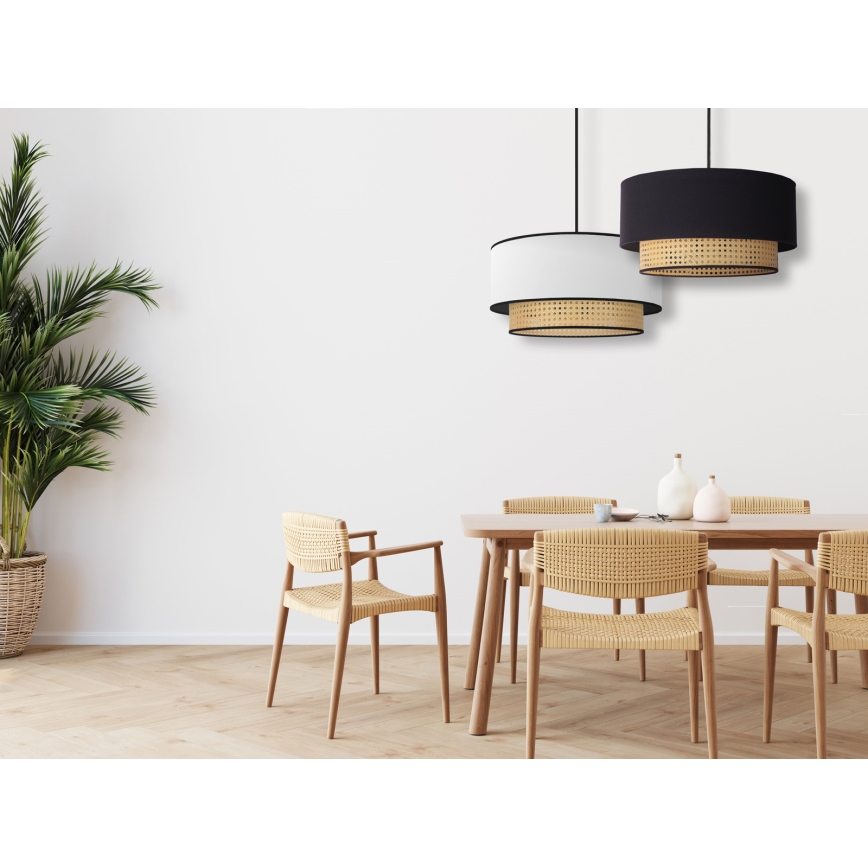 Duolla - Hängeleuchte BOHO 1xE27/15W/230V d 45 cm weiß/Rattan