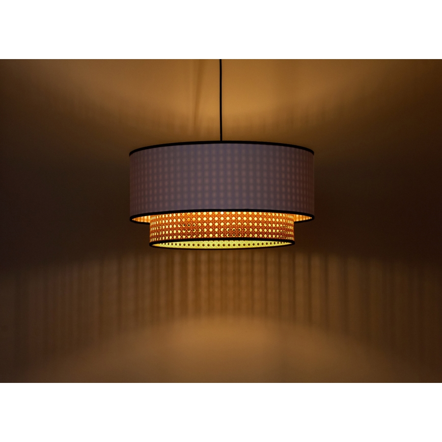 Duolla - Hängeleuchte BOHO 1xE27/15W/230V d 45 cm weiß/Rattan